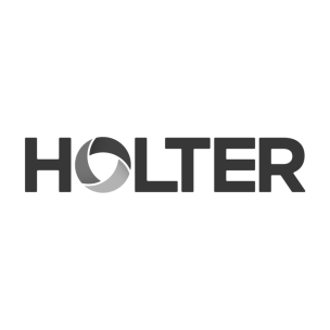 Das geschäftliche Logo von HOLTER, bestehend aus dem Wort in schwarzen Großbuchstaben, wobei das zweite O durch ein kreisförmiges grafisches Element e