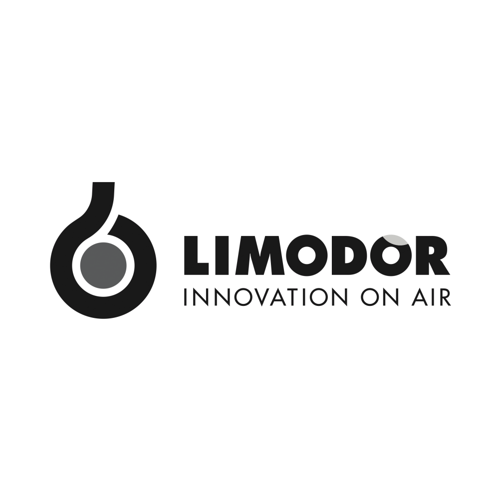 Das Logo von Limodor besteht aus einem stilisierten Kreiszeichen und dem Schriftzug LIMODOR mit dem Claim INNOVATION ON AIR.