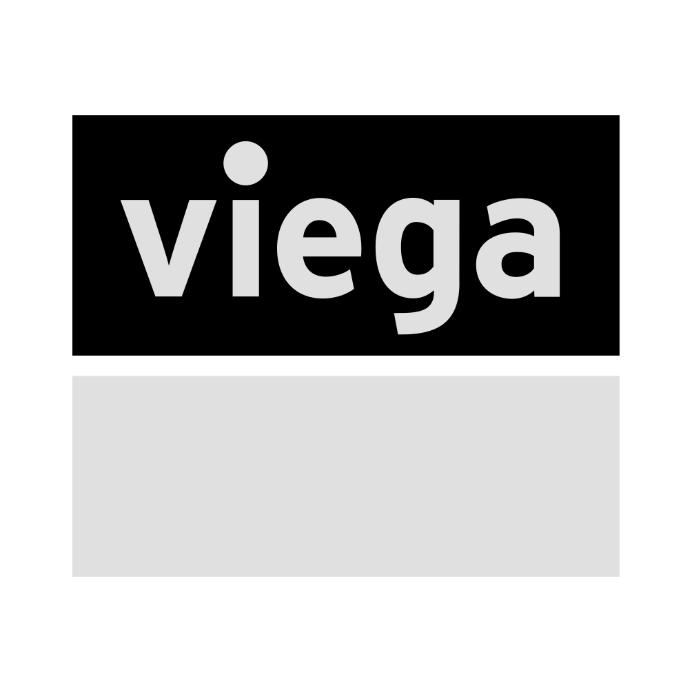Das Logo der Marke Viega mit dem Schriftzug viega in weiß auf schwarzem Hintergrund
