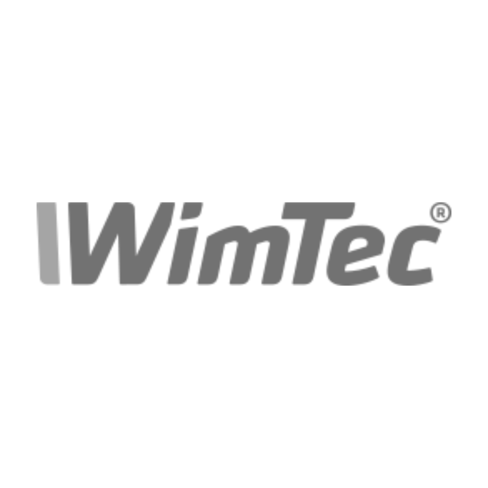 Das Logo des Unternehmens WimTec, bestehend aus einem stilisierten grafischen Element und dem Schriftzug.