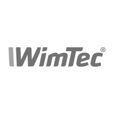 Das Logo des Unternehmens WimTec, bestehend aus einem stilisierten grafischen Element und dem Schriftzug.